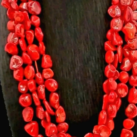 LUC  Lucas LaMeth Three Strand 925 Silver Red Coral Necklace  20", 816 ct. wt. - Picture 10 of 10